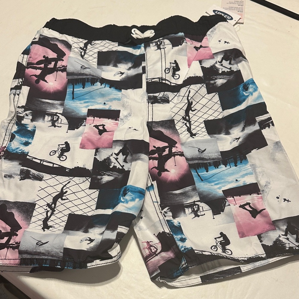 Old Navy Kids Swim Trunks in Black, Pink, and Blue